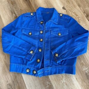Free People Blue Denim Jacket with Buttons